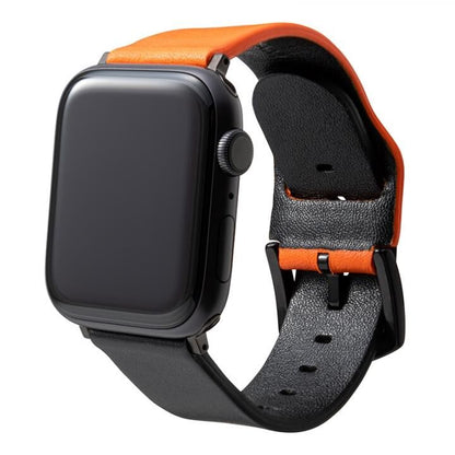 NEON Italian Genuine Leather Watchband for Apple Watch 40/38mm Neon Orange Black_1