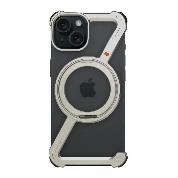 HACRAY 360 RingStandバンパー for iPhone 15  アルミ・シルバー_1