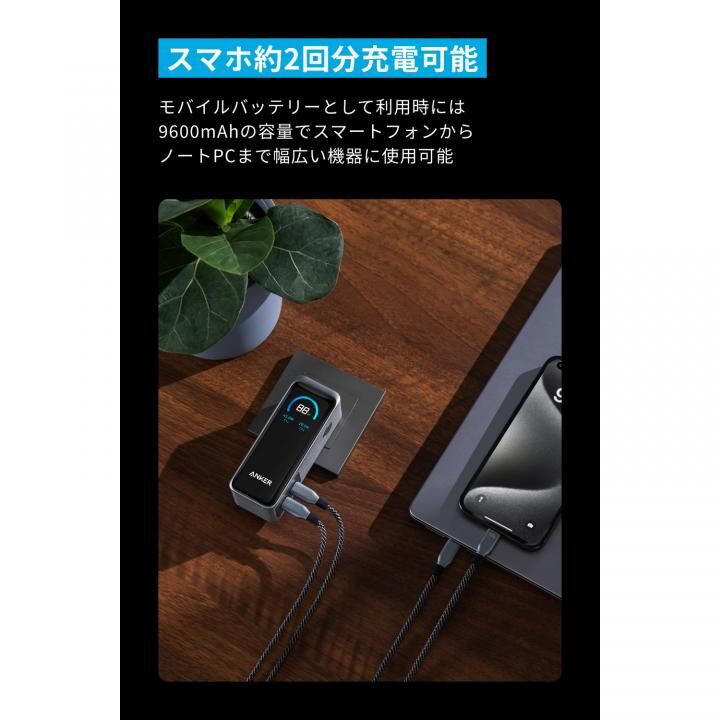 Anker Prime Power Bank モバイルバッテリー (9600mAh, 65W, Fusion)