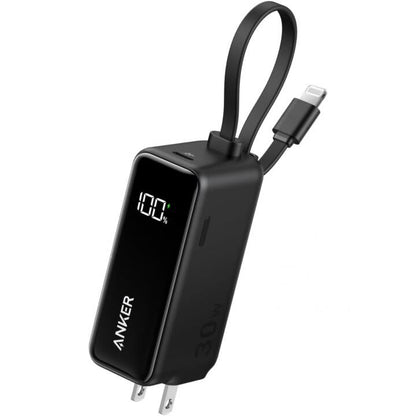 Anker Power Bank (30W, Fusion, Built-In ライトニングケーブル) ブラック_1