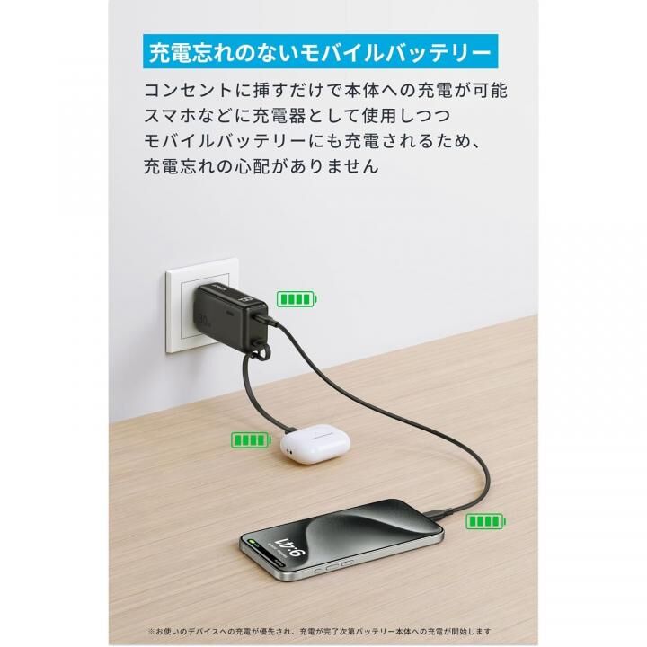 Anker Power Bank (30W, Fusion, Built-In ライトニングケーブル)