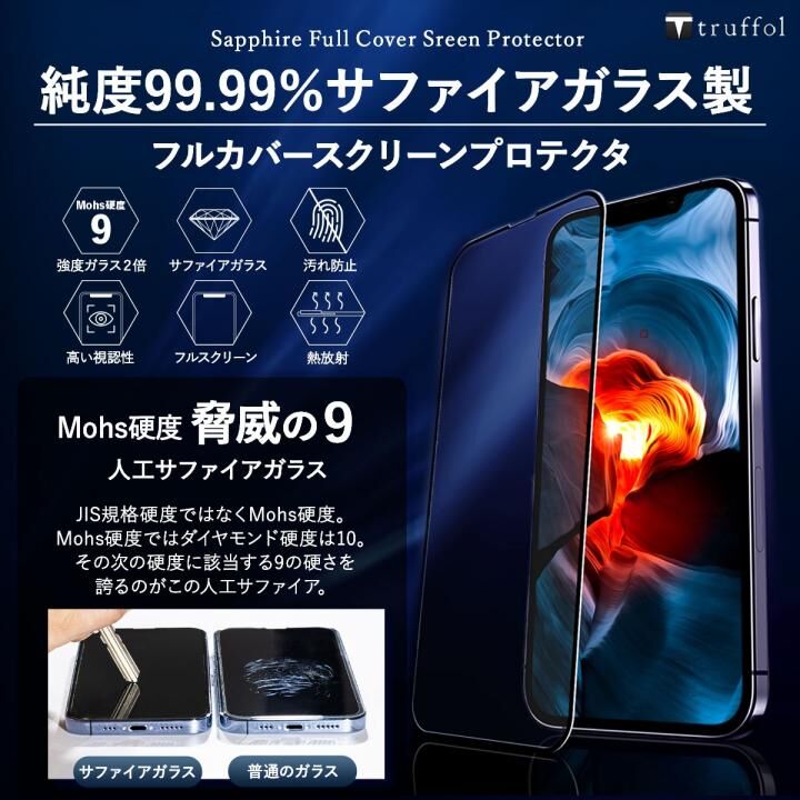 トラッフル サファイアガラススクリーンプロテクタ iPhone 16 Pro Max