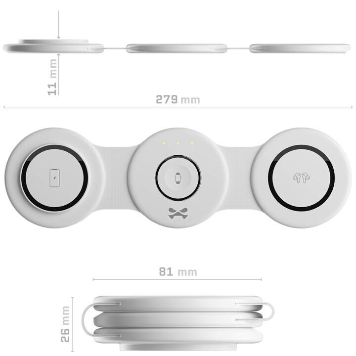 ゴーステック 3in1 15W急速充電対応 折りたたみ型MagSafeポータブルチャージャー