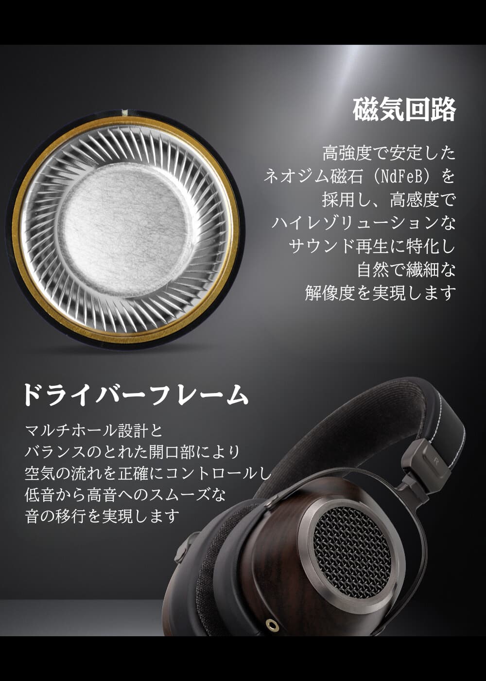 SIVGA ANSER HIFI 50mm ダイナミックドライバー オープンバックウッドヘッドフォン