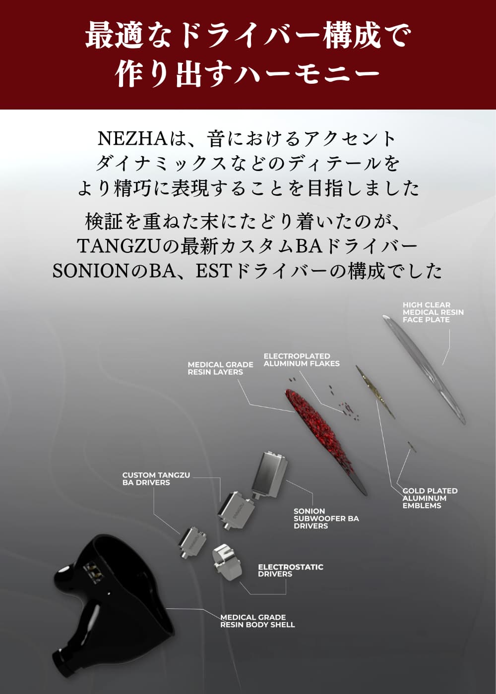 TANGZU NEZHA 哪吒 ハイブリッド 6BA+1EST ハイエンド HiFi IEM インイヤーモニターイヤホン 高純度8N品質 4芯銀メッキ単結晶銅OCC リケーブル可能 脱着式 0.78mm 2PIN Q-IAOクロスオーバーテクノロジー