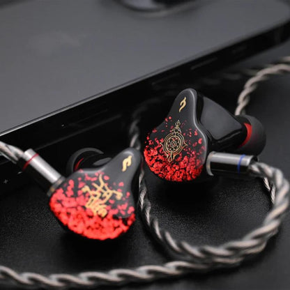 TANGZU NEZHA 哪吒 ハイブリッド 6BA+1EST ハイエンド HiFi IEM インイヤーモニターイヤホン 高純度8N品質 4芯銀メッキ単結晶銅OCC リケーブル可能 脱着式 0.78mm 2PIN Q-IAOクロスオーバーテクノロジー